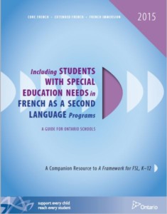 Image of the book: Including Students with Special Education Needs in French as a Second Language Programs: A Guide for Ontario Schools