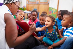 Teacher reading to a class