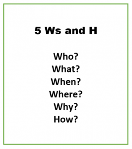 List of questions words (5 Ws and H)