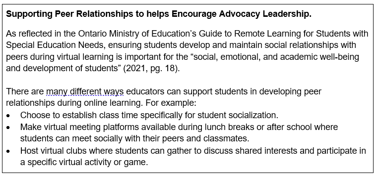 Figure 5: Supporting Peer Relationships