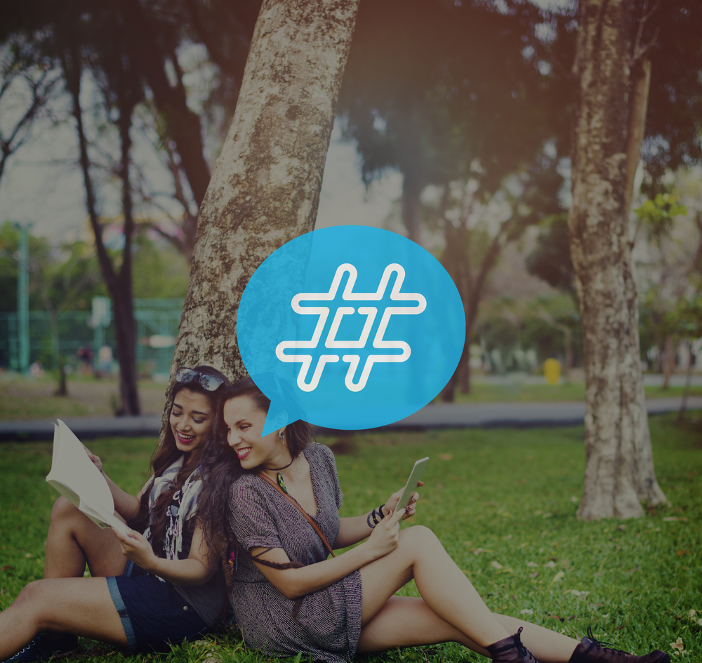 Image of ltwo students with a hashtag