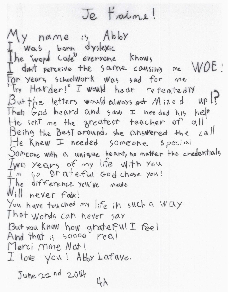 Abigail's note