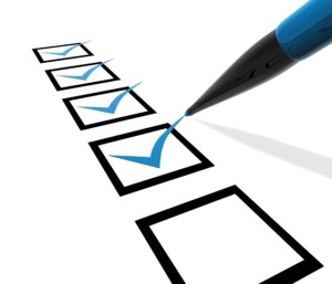 Pen making check marks in boxes