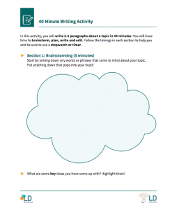 Image of 40 minute writing activity