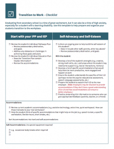 Image of Transition to Work Checklist