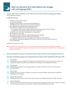 Tipsheet - How can educators support students struggling with oral language skills