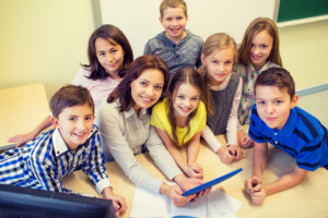 A teacher with a group of students
