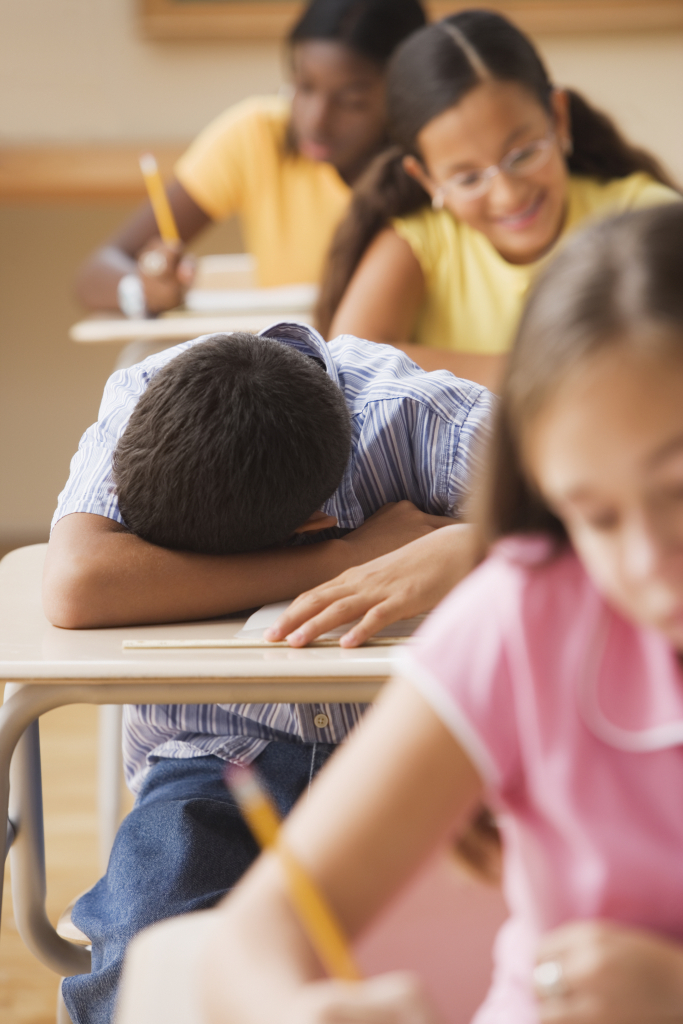 Image of a student Student asleep in class